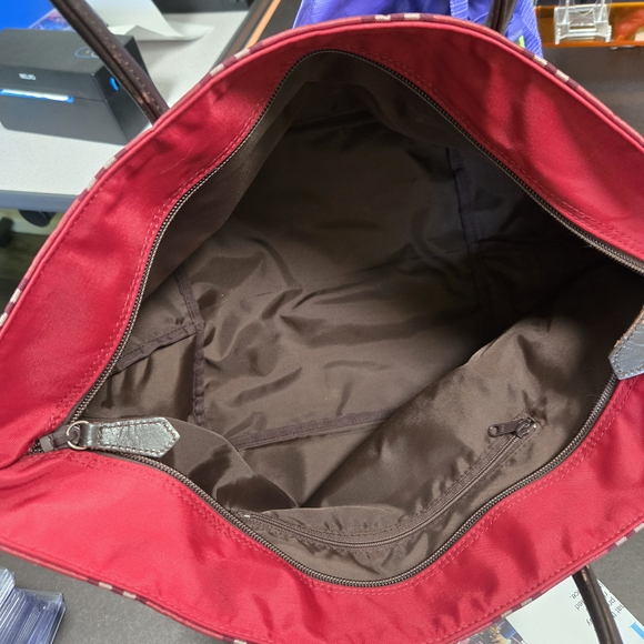 Burberry Red and Brown Tartan Tote - Picture 5 of 6